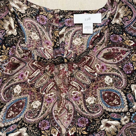 J. Jill Purple Floral Print Blouse Size Large - Picture 5 of 8